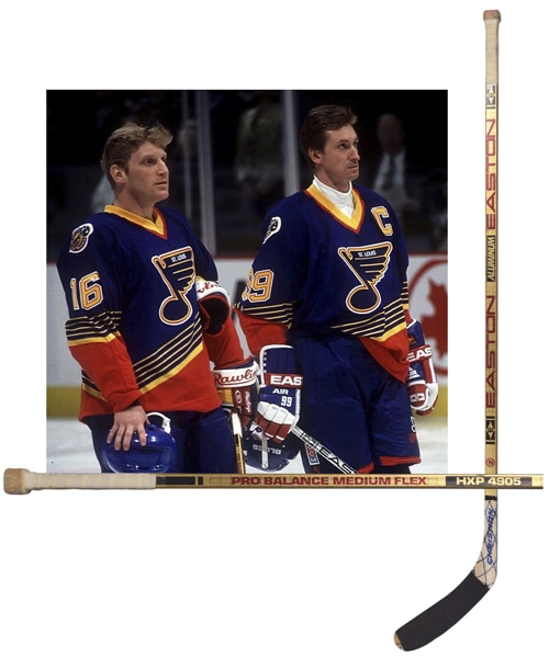 Brett Hulls 1995-96 St. Louis Blues "484th NHL Career Goal" Easton Aluminum Game-Used Stick