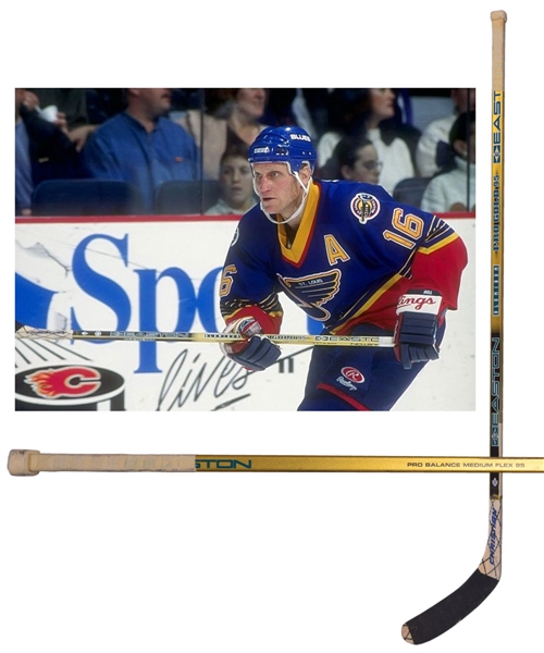 Brett Hulls 1996-97 St. Louis Blues "489th NHL Career Goal" Easton Pro Gold Game-Used Stick