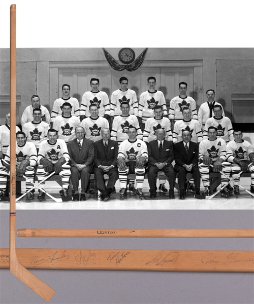 Toronto Maple Leafs 1953-54 Team-Signed Stick by 19 Including Tim Horton, King Clancy and 4 Other Deceased HOFers