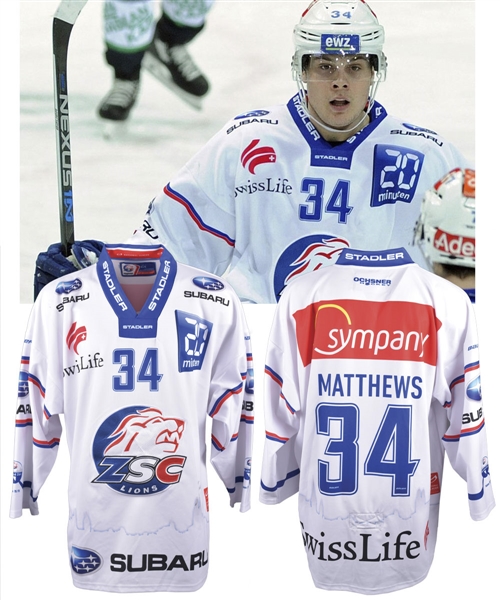 Auston Matthews 2015-16 Swiss-A League Zurich Lions Signed Game-Worn Jersey with COA