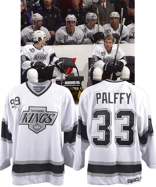 Zigmund Palffys 2002-03 Los Angeles Kings Game-Worn Retro Jersey with "99" Patch from L.A. Kings Gretzky Jersey Retirement Game