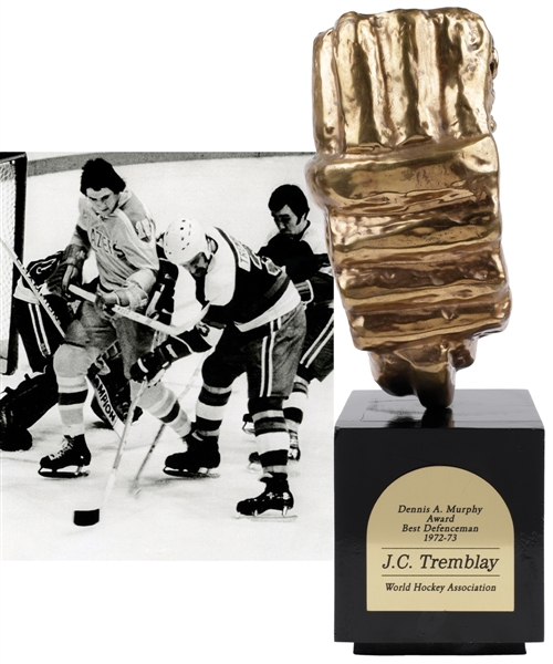 J.C. Tremblays 1972-73 Quebec Nordiques "Dennis A. Murphy Award" Best WHA Defenceman Trophy (17 ½”)