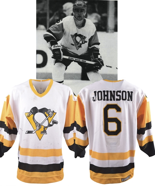 Jim Johnsons 1987-88 Pittsburgh Penguins Game-Worn Jersey - Great Game Wear!