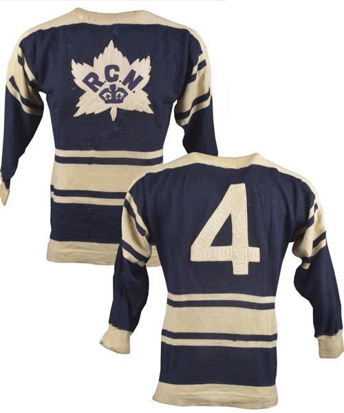 Royal Canadian Navy 1940s Game-Worn Wool Jersey - Team Repairs!