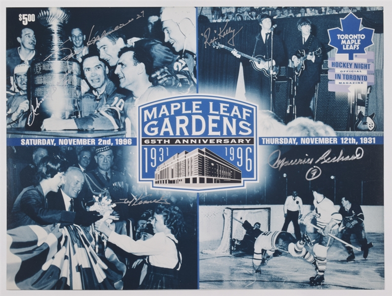 Maple Leaf Gardens 65th Anniversary Multi-Signed Photo with Mahovlich, Kennedy and Rocket Richard with LOA (11" x 14")