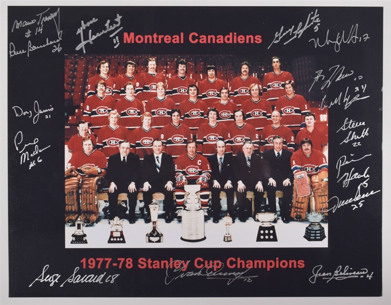 Montreal Canadiens 1977-78 Stanley Cup Champions Team-Signed Photo by 15 with LOA (12” x 15”)