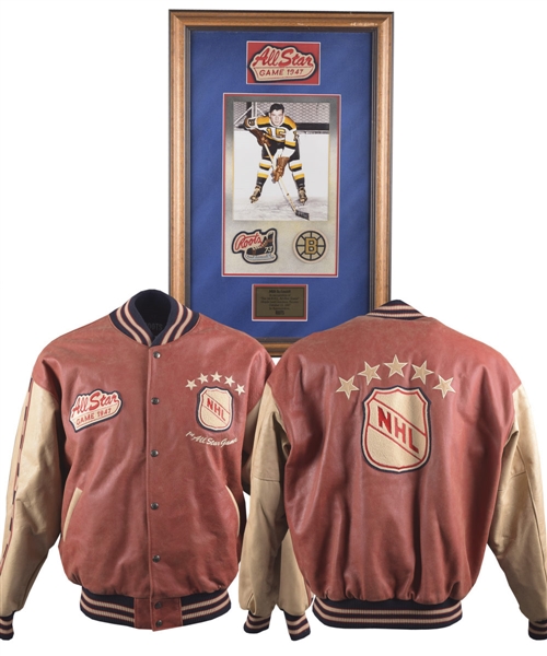 Milt Schmidts 1947 NHL All-Star Game Roots Leather Jacket Plus Framed Display with LOA