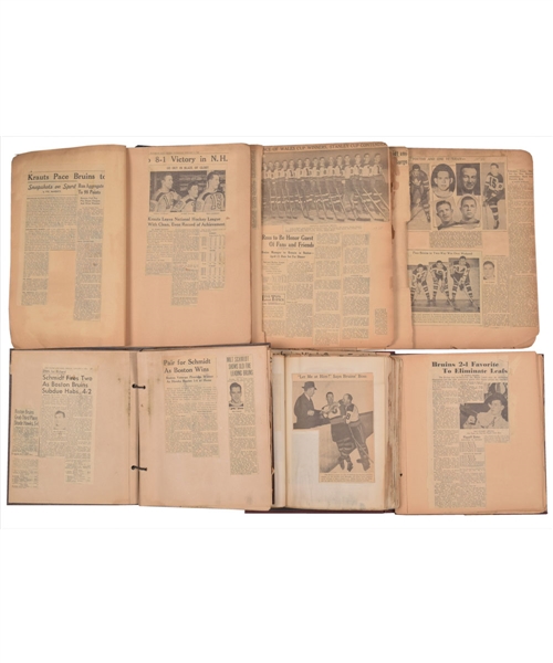 Milt Schmidts Late-1930s/1950s Boston Bruins Hockey Scrapbook Collection of 10 with LOA