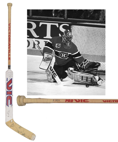 Patrick Roys Early-1990s Montreal Canadiens Signed Victoriaville Game-Used Stick