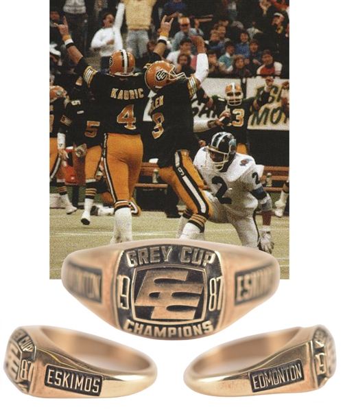 Edmonton Eskimos 1987 Grey Cup Championship 10K Gold Ring