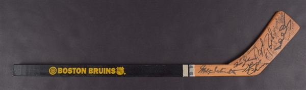 Boston Bruins Legends Multi-Signed Mini Stick by 10 HOFers with COA Including Orr, Bourque, Schmidt and Dumart
