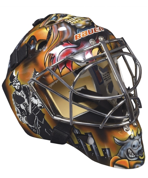 Robert Esches Mid-2000s Philadelphia Flyers Pro Return Goalie Mask by Dom Malerba / Ron Slater