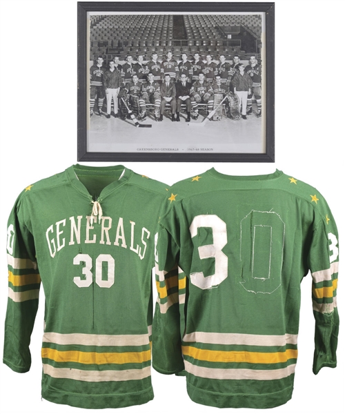 Circa 1967-68 EHL Greensboro Generals Game-Worn Jersey with Framed Team Photo