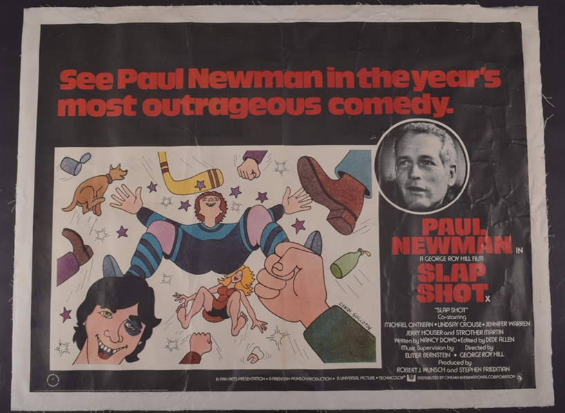 "Slap Shot" 1977 Hockey Movie Poster Featuring Paul Newman Plus Super 8mm Original Film in Box