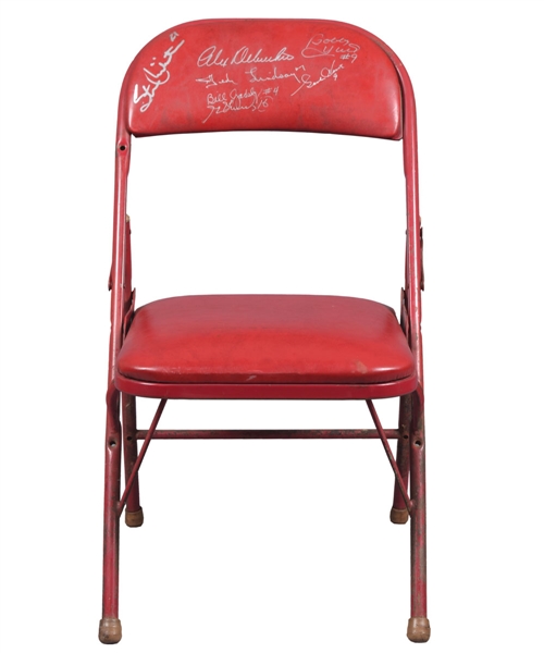 Detroit Olympia Red Single Seat/Chair Signed by 7 HOFers from "Original Six" Teams