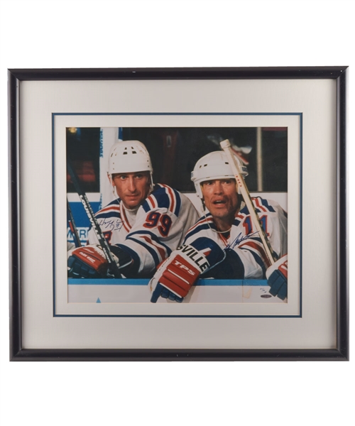 Wayne Gretzky and Mark Messier Dual-Signed New York Rangers Limited-Edition Artist Proof Framed Photo #24/50 from UDA (26" x 30") 