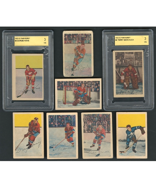 1952-53 Parkhurst Hockey Near Complete Card Set (102/105) Including Graded Howe and Sawchuk