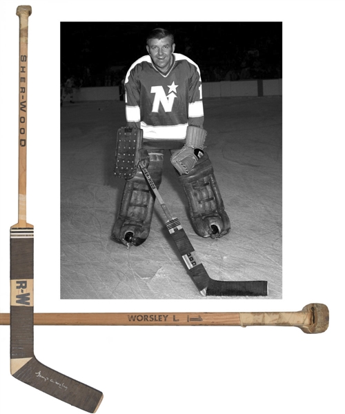 Gump Worsleys 1973-74 Minnesota North Stars Signed Sher-Wood Game-Used Stick