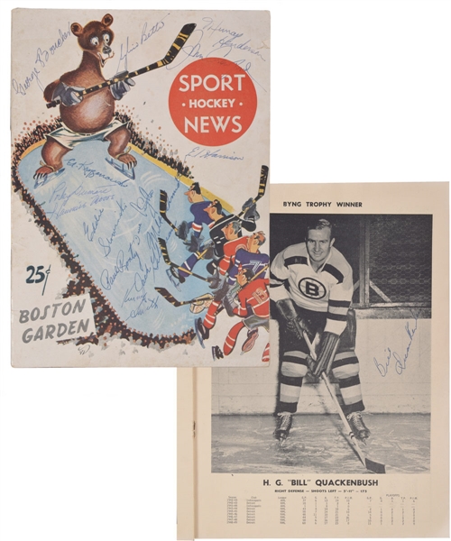 Boston Bruins 1949-50 Team-Signed Program by 15 with JSA LOA Including Deceased HOFers Boucher, Schmidt, Quackenbush and Dumart