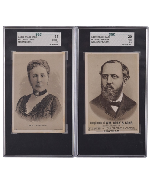 Scarce Circa 1890 Lord Stanley and Lady Stanley SGC-Graded Trade Cards