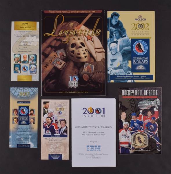 1997-2005 Hockey Hall of Fame Induction Memorabilia Collection Including HOFers Mario Lemieux, Wayne Gretzky, Cam Neely, Pat LaFontaine and Others 
