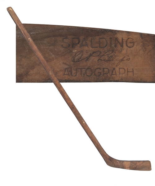 Exceedingly Rare Circa 1910 Tommy Phillips Spalding Autograph Model One-Piece Hockey Stick
