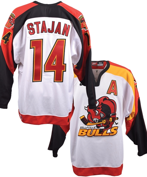 Matt Stajans 2002-03 OHL Belleville Bulls Game-Worn Alternate Captains Jersey