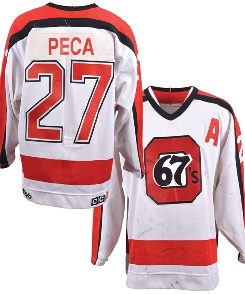 Mike Pecas 1993-94 OHL Ottawa 67s Game-Worn Alternate Captains Jersey