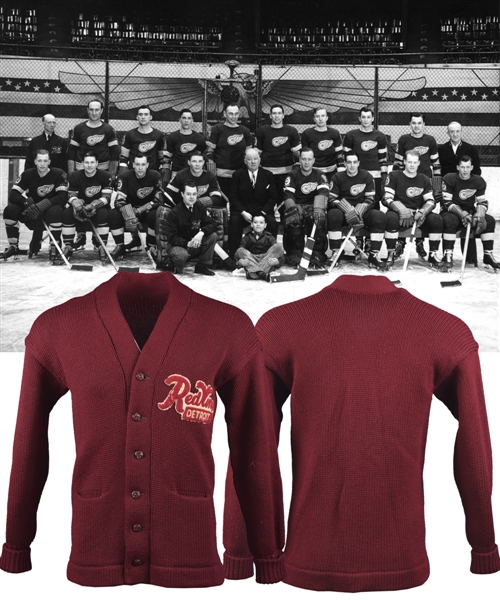 Vintage 1950s Detroit Red Wings Wool Cardigan Sweater