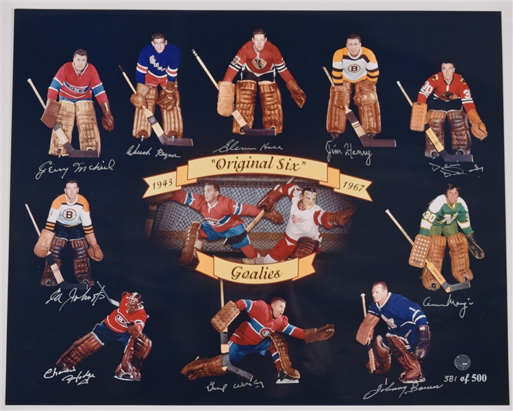 "Original Six" Goalies Multi-Signed Limited-Edition Photo #381/500 with COA (16" x 20") 