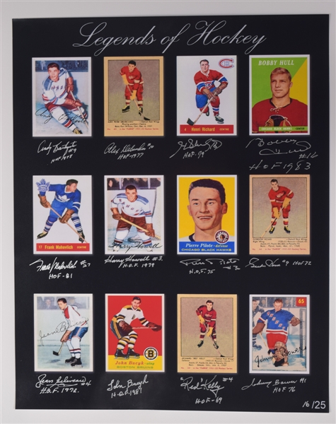 Legends of Hockey Multi-Signed Limited-Edition Photo by 12 Including Howe and Beliveau #16/25 with COA (16" x 20")