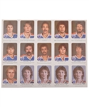 Edmonton Oilers 1981-82 Red Rooster Uncut Sheet Including Wayne Gretzky "Long Hair" Cards (4)