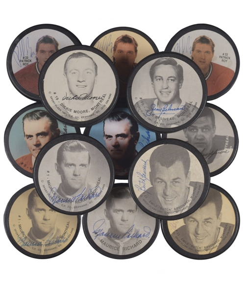Montreal Canadiens 1970s/2000s Photo Puck Collection of 282 Including 40 Signed Pucks with Rocket Richard, Beliveau, Roy and Others