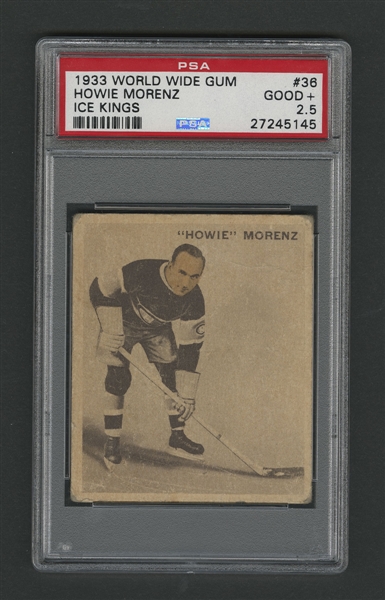 1933-34 World Wide Gum Ice Kings V357 Graded Hockey Cards (2) of #36 HOFer Howie Morenz - English Only and Bilingual Versions