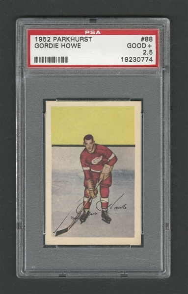 1952-53 Parkhurst Hockey Card #88 HOFer Gordie Howe Graded PSA 2.5 and 1956 Adventure #63 Gordie Howe Graded PSA 8