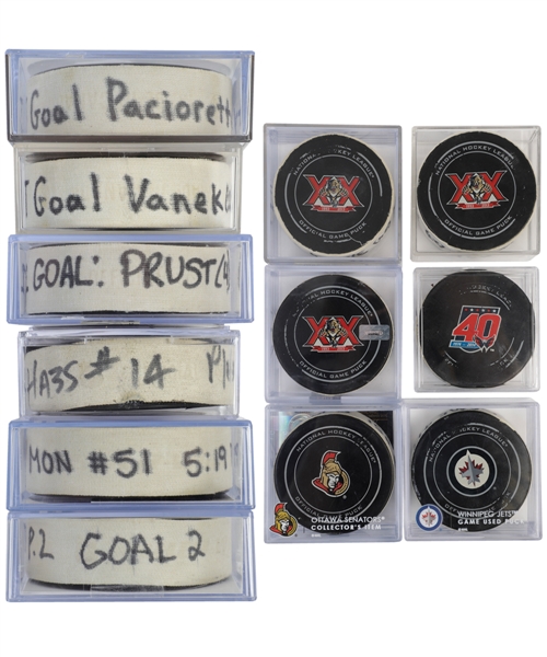 Montreal Canadiens 2013-16 Goal Pucks (6) with Pacioretty, Galchenyuk, Plekanec and Desharnais