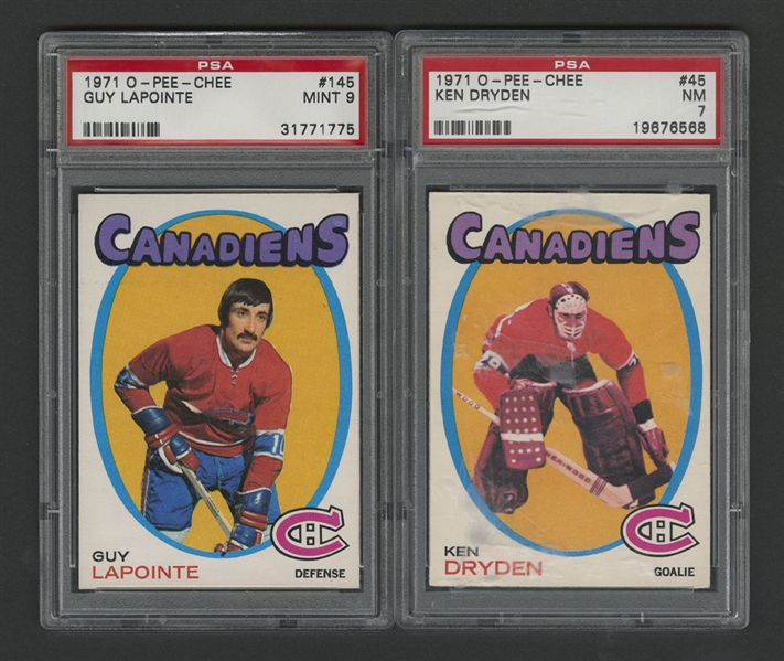 1971-72 O-Pee-Chee and Topps PSA-Graded Montreal Canadiens Hockey Cards (4) Including Ken Dryden O-Pee-Chee and Topps Rookie Cards