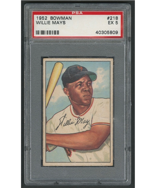 1952 Bowman Baseball Card #218 HOFer Willie Mays - Graded PSA 5
