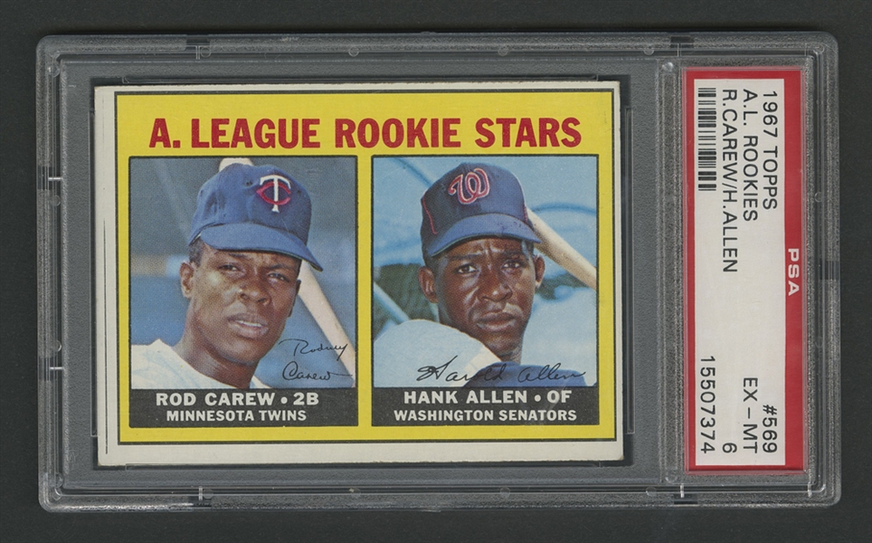 1967 Topps Baseball Card #569 HOFer Rod Carew RC - Graded PSA 6