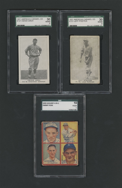 1921-48 Goudey, Leaf and American Caramel Co. Graded Baseball Card Collection of 5 Including Foxx, Vance and McCall