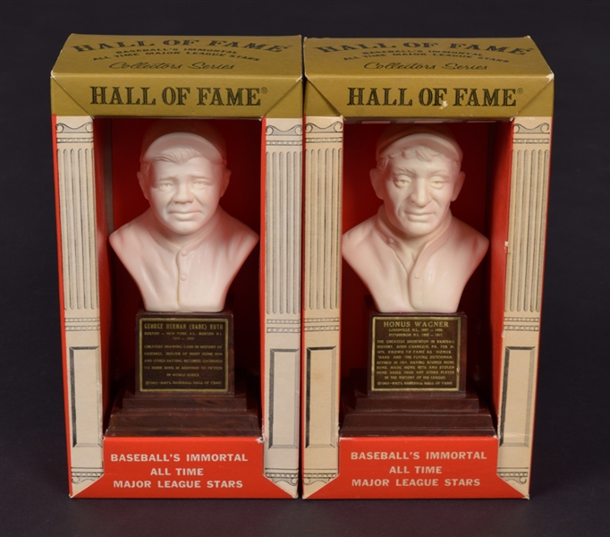 Babe Ruth and Honus Wagner 1963 Baseball Hall of Fame Busts in their Original Boxes