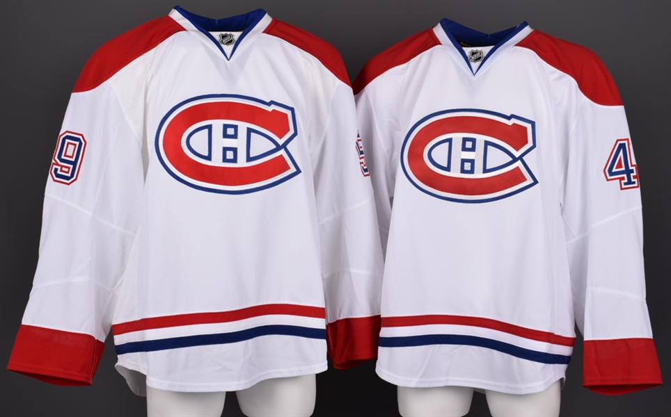 Dalton Throwers 2013-14 Montreal Canadiens Game-Issued Away Jersey and Davis Drewiskes 2013-14 Montreal Canadiens Playoffs-Issued Away Jersey both with Team LOAs