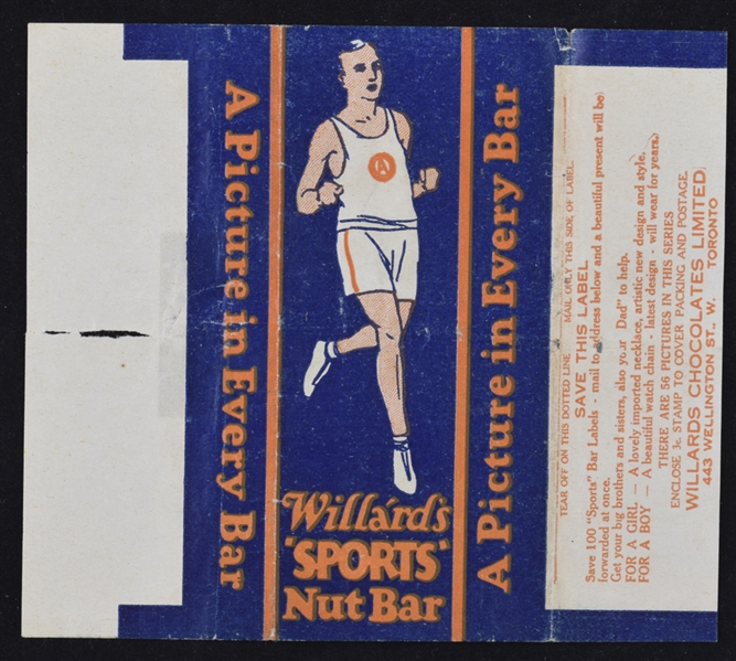1923-24 Willards Chocolates V122 Hockey / Multi-Sport Card Wrapper