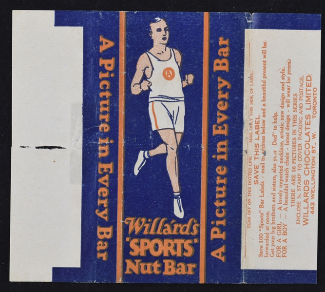 1923-24 Willards Chocolates V122 Hockey / Multi-Sport Card Wrapper