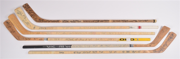 Early-1990s Minnesota North Stars, Montreal Canadiens, St. Louis Blues (4) Team-Signed Sticks Plus 2 Others
