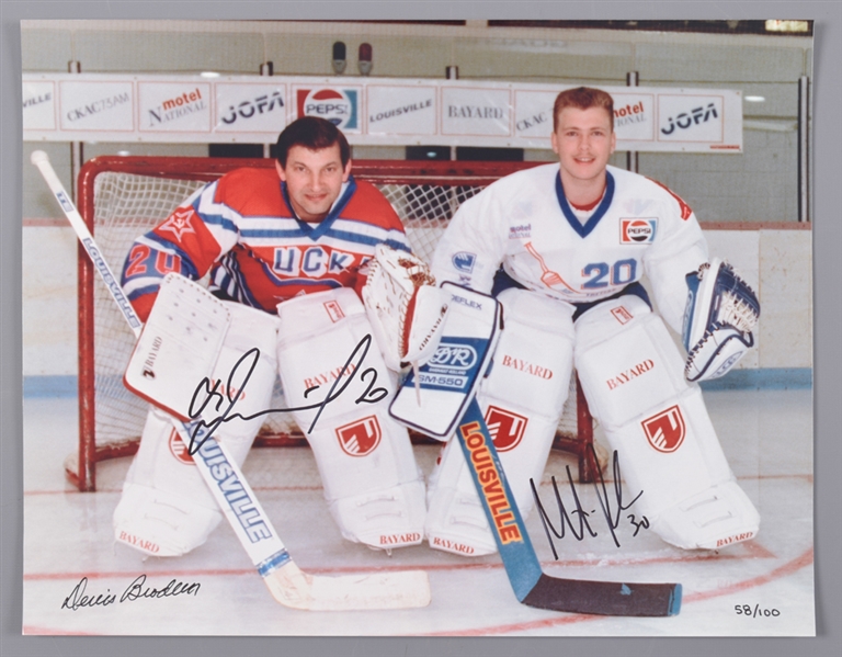 Vladislav Tretiak and Martin Brodeur Dual-Signed Limited-Edition Photo #58/100 with LOA (11” x 14”) 