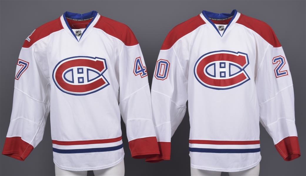 Marc-Andre Bergeron’s and Jay Leach’s 2009-10 Montreal Canadiens Game-Issued Away Jerseys with Team LOAs 