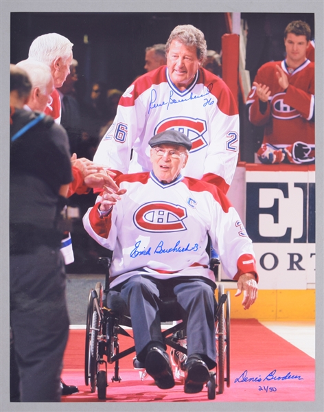 Emile "Butch" Bouchard #3 Jersey Retirement Ceremony Dual-Signed Limited-Edition Photo #21/50 with LOA (11” x 14”)