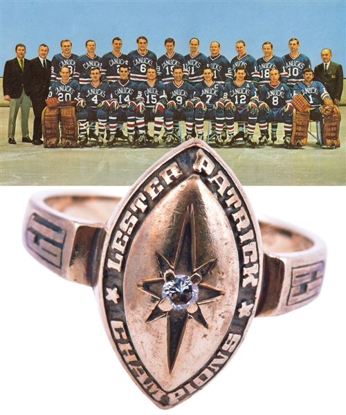 Vancouver Canucks 1968-69 WHL Lester Patrick Cup Championship 10K Gold and Diamond Ring from Joe Croziers Family