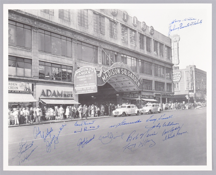 Madison Square Garden Photograph Signed by 17 Former New York Rangers Players with LOA (16" x 20")